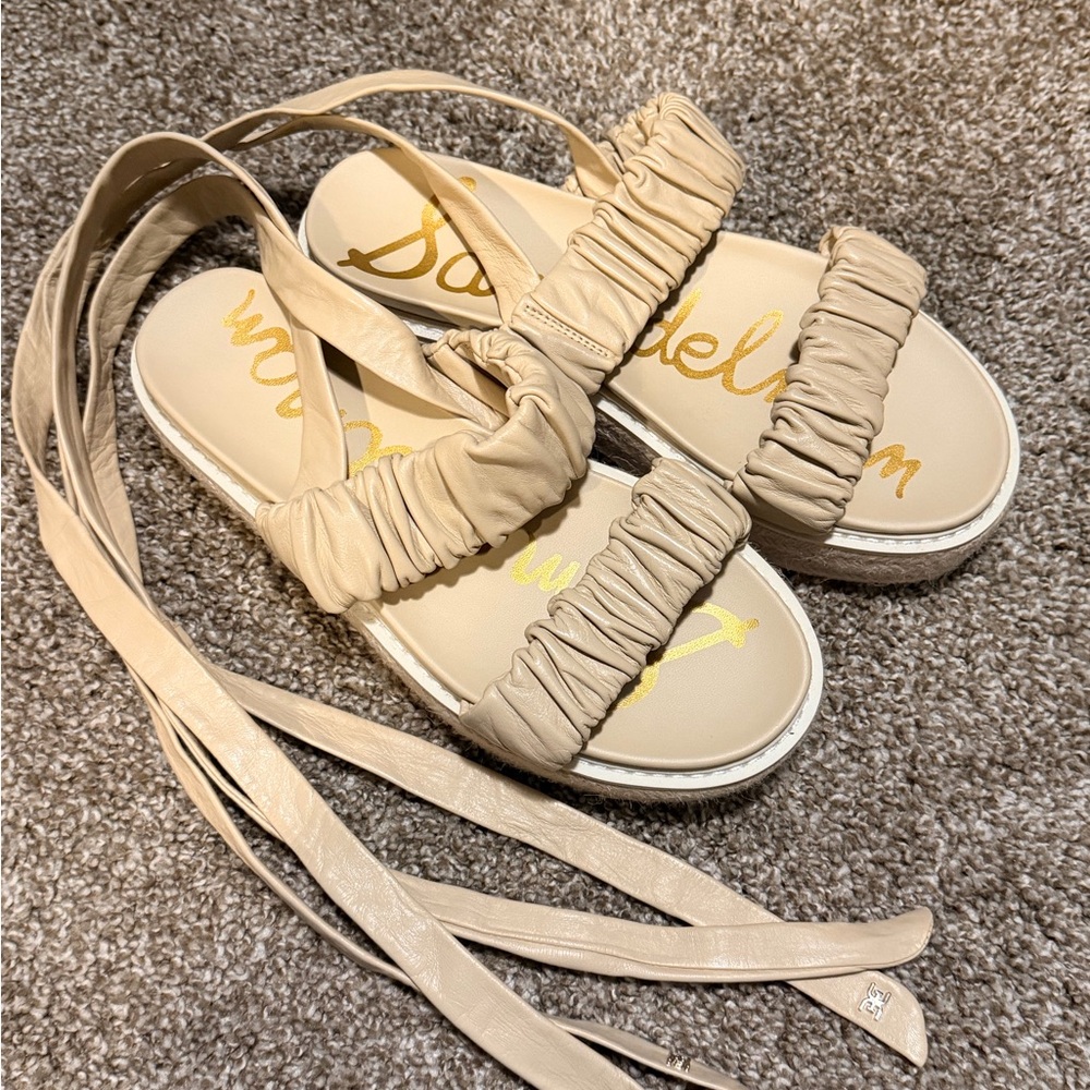 Sam Edelman Cream Ruched Sandals - Picture 3 of 4